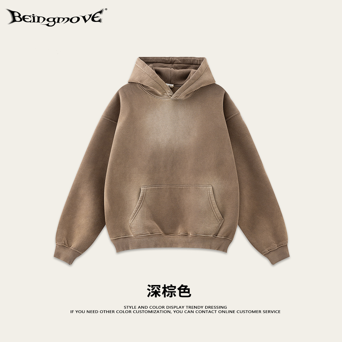 Sudadera con capucha de forro polar para hombre, estilo casual de alta gama, marca americana de moda otoñal 2025, con estampado de caballo desgastado y resistente.