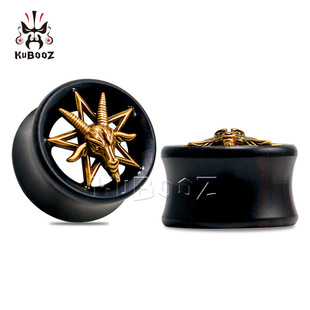 New Ebony with ancient gold six-pointed star ear expander wholesale puncture jewelry ear expander