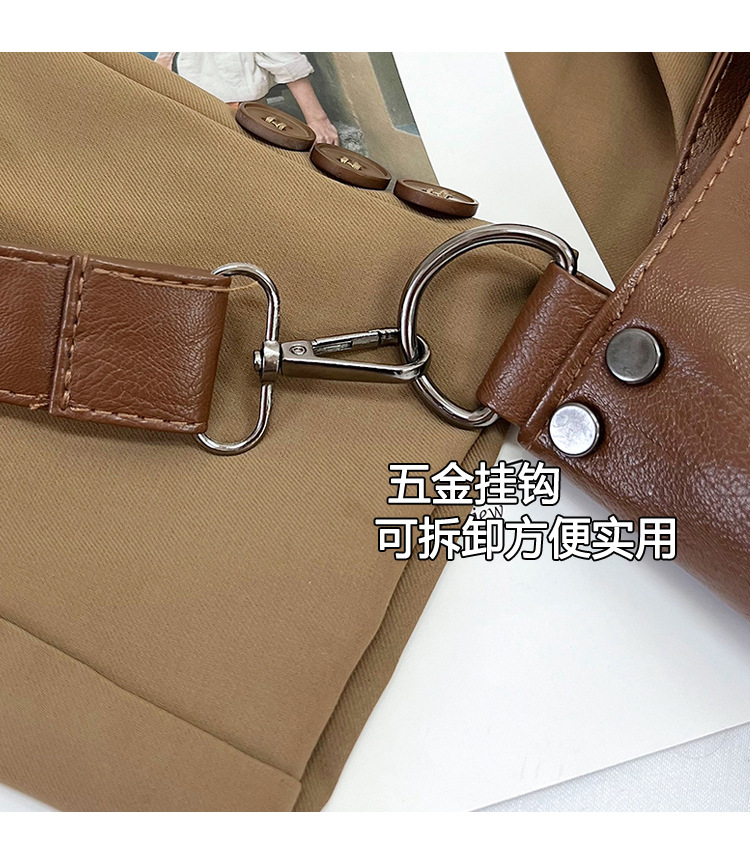 Cross-border large-capacity women's 2024 new style fashionable retro single-shoulder crossbody bag, trendy and simple commuter tote bag Item Picture