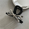 High-end metal black plastic hairgrip with bow, crab pin, light luxury style, bright catchy style