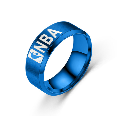 Wish AliExpress European and American cross-border new stainless steel ring titanium steel ring American men's basketball logo