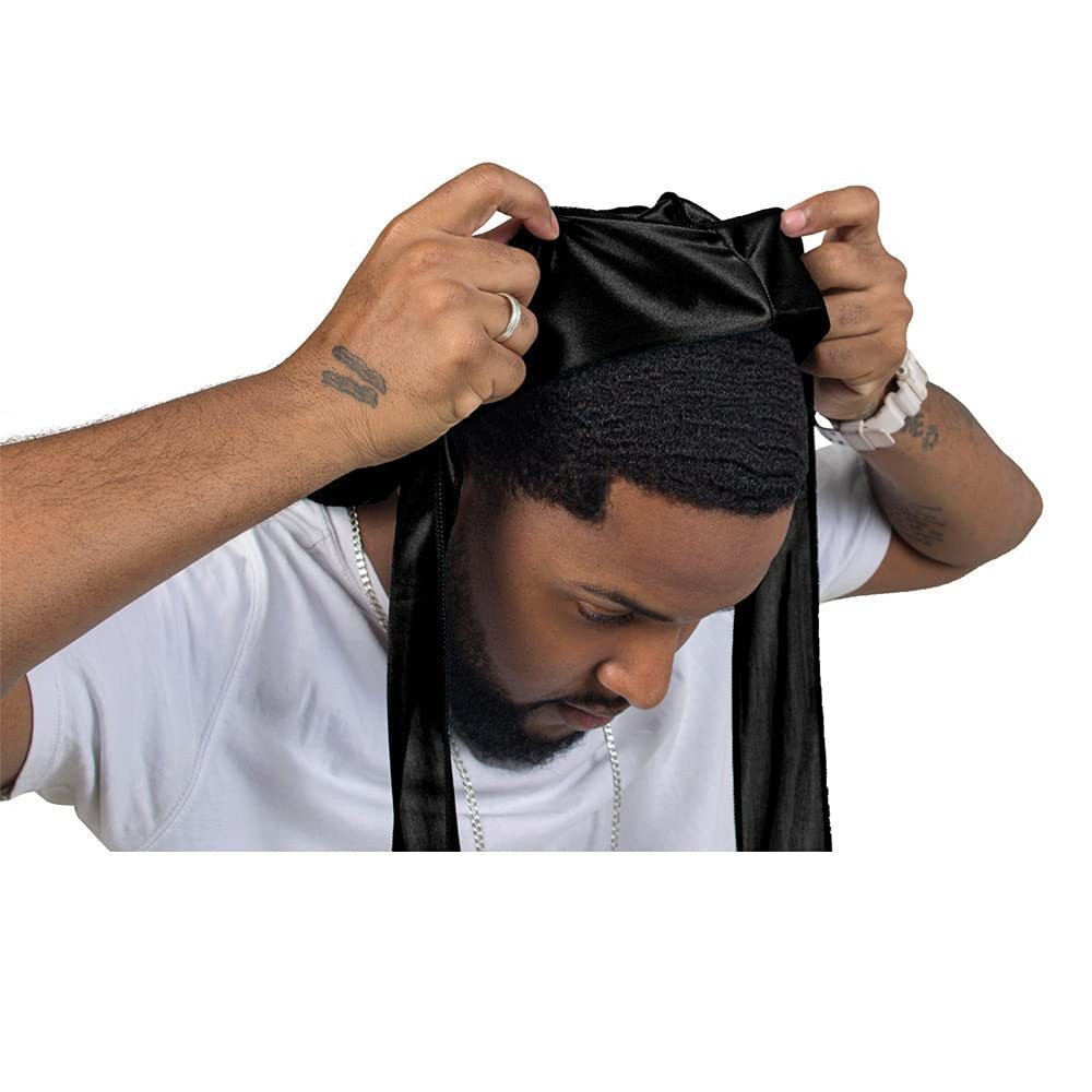 Nuevo gorro pirata de satén con estampado de leopardo de Amazon, turbante elástico estilo hip-hop europeo y americano, pañuelo para la cabeza de hombre con cola larga