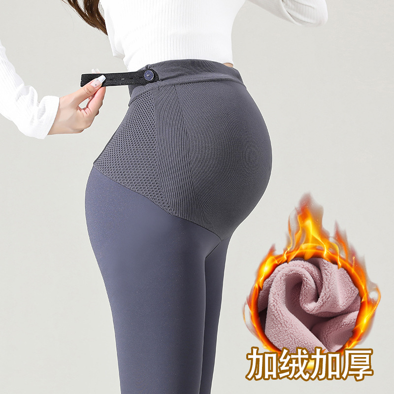 Real Shot Pregnant Women's Pants Autumn and Winter Pregnant Women's Leggings Shark Pants Spring and Autumn Outer Wear Yoga Pants fleece-lined Winter Wear