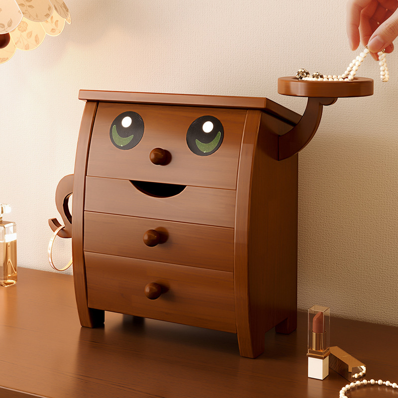 Caja de joyería de madera sólida caja de almacenamiento de escritorio exquisita 2025 caja de joyería de oro para regalos de boda collar caja de exhibición de joyería