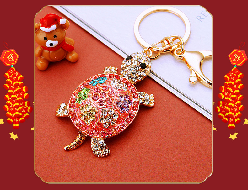 Turtle Car Keychain With Full Diamond Crystals Bag Pendant_voghion.com