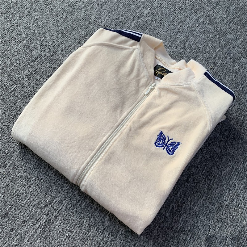 AGUJAS de PISTA de terciopelo bordado de la mariposa Japonés vintage cinta campus estilo de los hombres y las mujeres chaqueta de la chaqueta de deportes