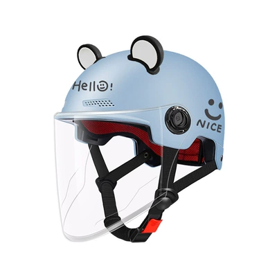 Motorcycle Safety Supplies, Helmet for Women, Cute Half Helmet - new-national-standard-blue-long-transparent-free-cute-ears-one-size-fits-all