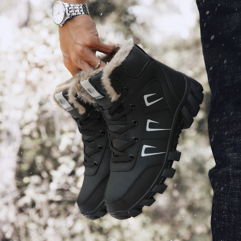 Mayorista invierno de veludo cálido pareja botas de nieve zapatos de algodón al aire libre botas casuales zapatos deportivos para hombre