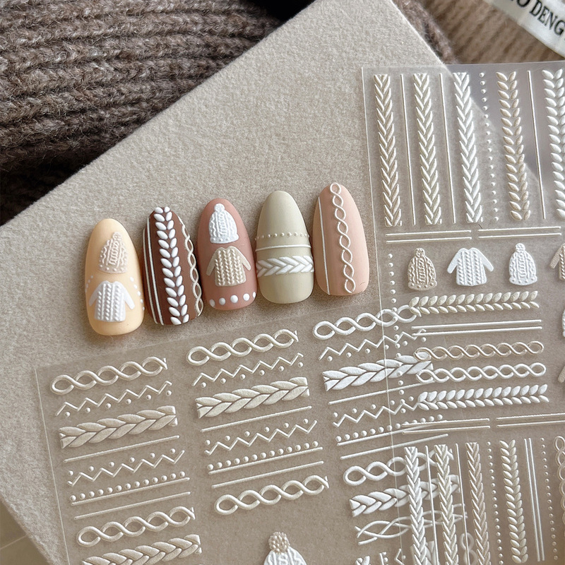 YITU Ant Figure Embossed Knitted Sweater Hat Nail Art Sticker Exquisite Plaid Adhesive Nail Decoration Sticker YT4421 YITU Ant Figure Embossed Knitted Sweater Hat Nail Art Sticker Exquisite Plaid Adhesive Nail Decoration Sticker YT4421