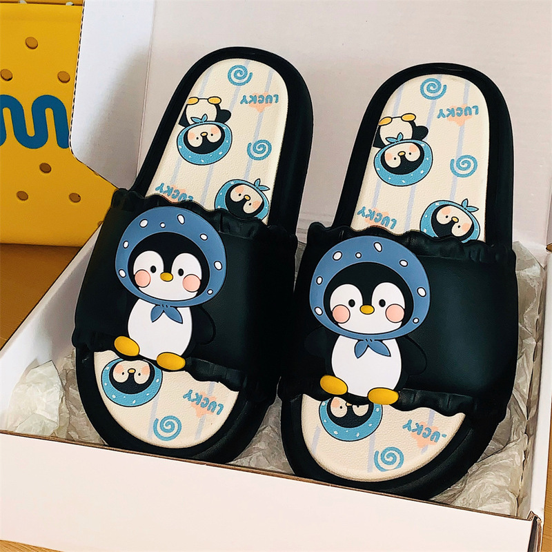 Cute Penguin Eva Soft-Soled Summer Girl Heart Student Bathroom Slippers Lightweight Home Home Personalized Slippers for Women