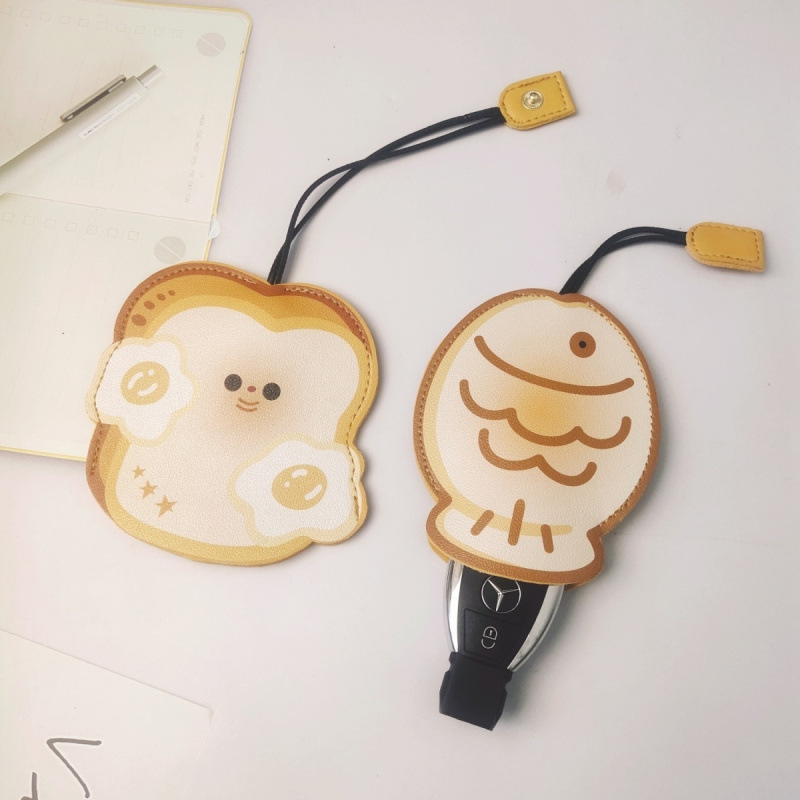 Cartoon-Style Pull-Out Key Holder for Electric Vehicles, Large Capacity, Creative Key Case, Universal for Cars, Cute Open-Top Design
