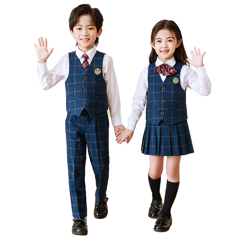 Jardín de Infantes ropa de jardín de verano de algodón puro uniforme escolar estudiante de la escuela primaria estilo británico ropa de clase estilo universitario graduación foto 61 traje de rendimiento