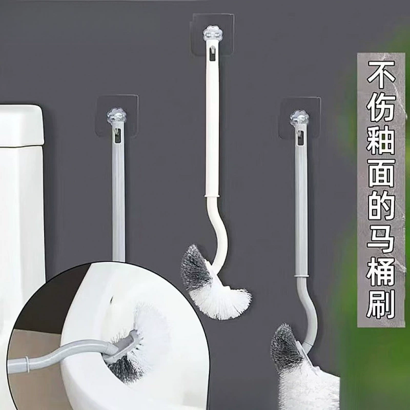 Щетка для унитаза с изгибом, бытовая щетка для унитаза без тупиков, щетка для унитаза с мягкой щетиной, щетка для чистки, настенная для ванной комнаты