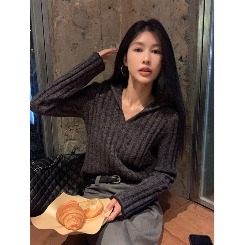 昕可达 糯糯麻花~海军领麻花纽扣针织衫女春秋收腰毛衣|undefined