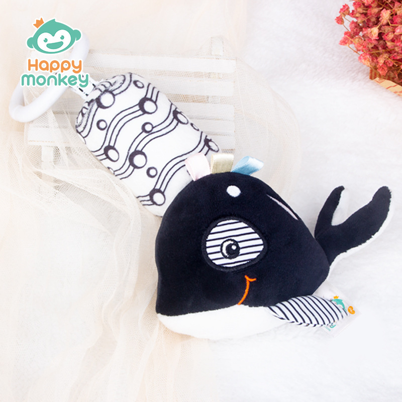 Juguete colgante para cuna Happymonkey, en blanco y negro, para recién nacidos, con campanas de viento, estimulación visual, juguete educativo temprano para bebés.