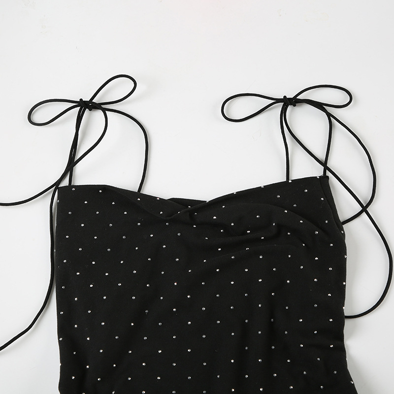 Women Clothing Rhinestone Sexy Siamese Trousers Elegant V neck Slim Fit Sheath Bell Bottom Pants Jumpsuit