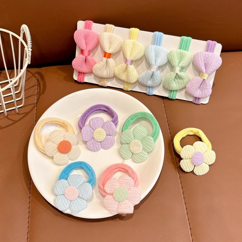 Flores de color cabello para niños no lastiman anillo de cabello para niñas lindas cuerdas de cabeza de cola de caballo alta banda de goma elástica tocado