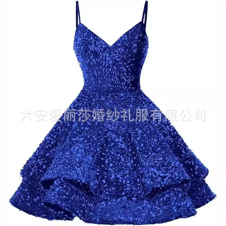 Strappy Evening Dress 2026 New European and American Style Sequin Homecoming Dress Solid Color Prom Dress