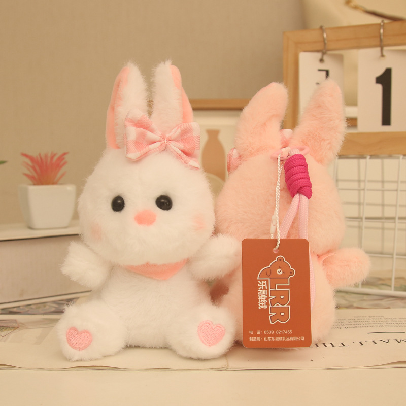 Red de celebridades lindo conejito colgante peluche muñeca crema conejo blanco bolso colgante llavero muñeca muñeca