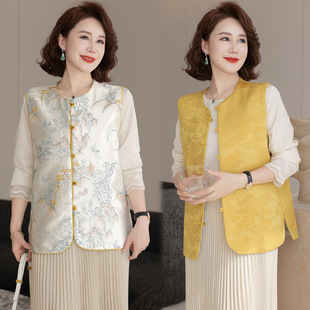 Double-sided wear national style embroidered vest coat women 2025 spring and autumn new high quality vest coat women wholesale