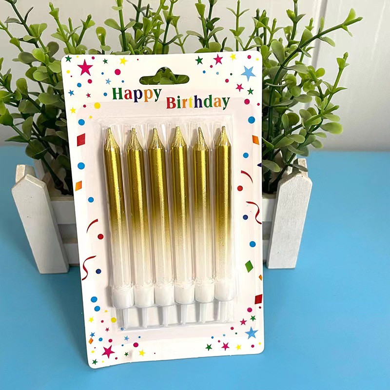 Venta al por mayor chapado en oro semi-spray lápiz cera personalizada fiesta de cumpleaños vela