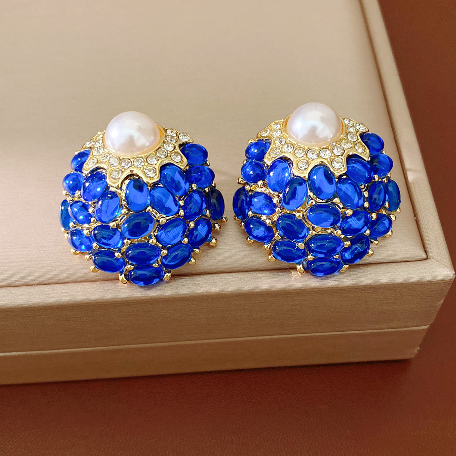 Medieval vintage aguja de plata diamantes perlas pendientes retro exquisitos pendientes de nicho ligero lujo alta sensación de pendientes image 9