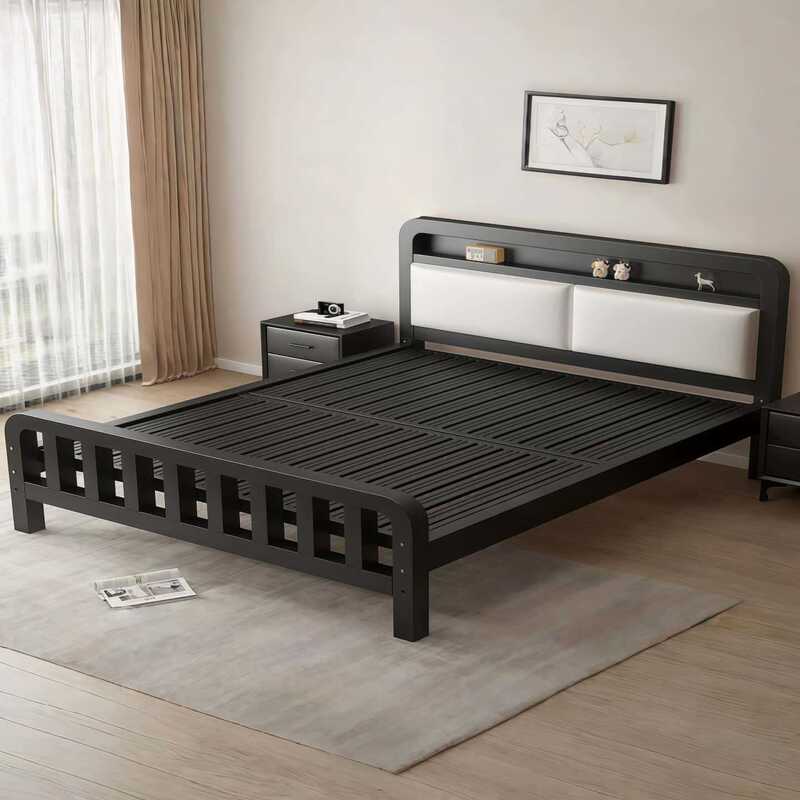 Wrought Iron Bed for Dormitory, Thickened Iron Frame Bed for Rental Housing, Home Use, Master Bedroom Double Bed 1.6m 1.2m Iron Bed