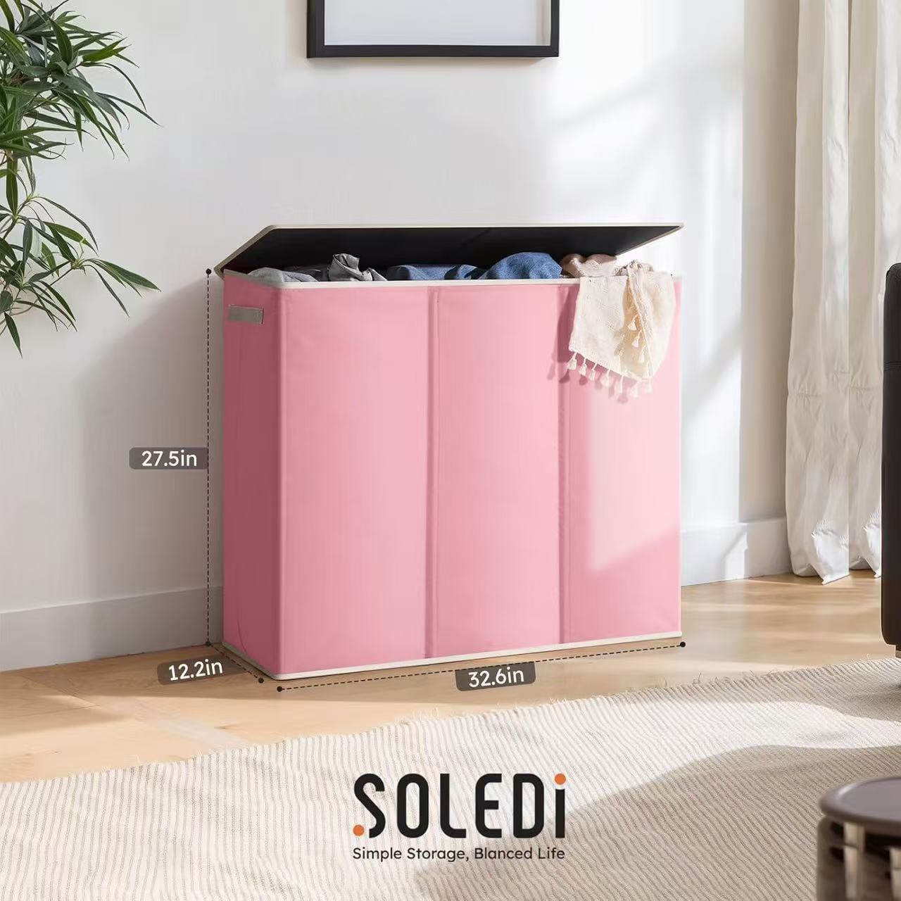 Cesta de ropa sucia transfronteriza con bolsillo interior con cubierta de bambú y madera plegable Cesta de almacenamiento de ropa sucia Cesta de ropa sucia