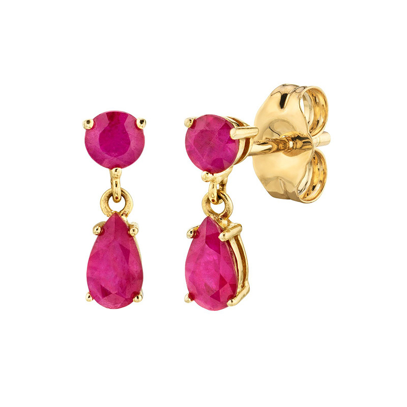 6g Weight 0.03µm Gold Plating Thickness PVD Coated Gold Plating Process 1 Pair Ins Style Simple Style Leaf Star Flower Copper Plating Inlay Zircon Drop Earrings Ear Studs