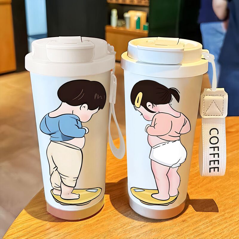 Cute Thermos Cup for Men and Women, High-Looking, Large-Capacity Portable Coffee Cup with Straw, 316 Stainless Steel Water Cup Cute Thermos Cup for Men and Women, High-Looking, Large-Capacity Portable Coffee Cup with Straw, 316 Stainless Steel Water Cup