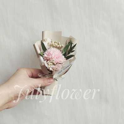 Pink carnations soap flower+white full+tea color paper