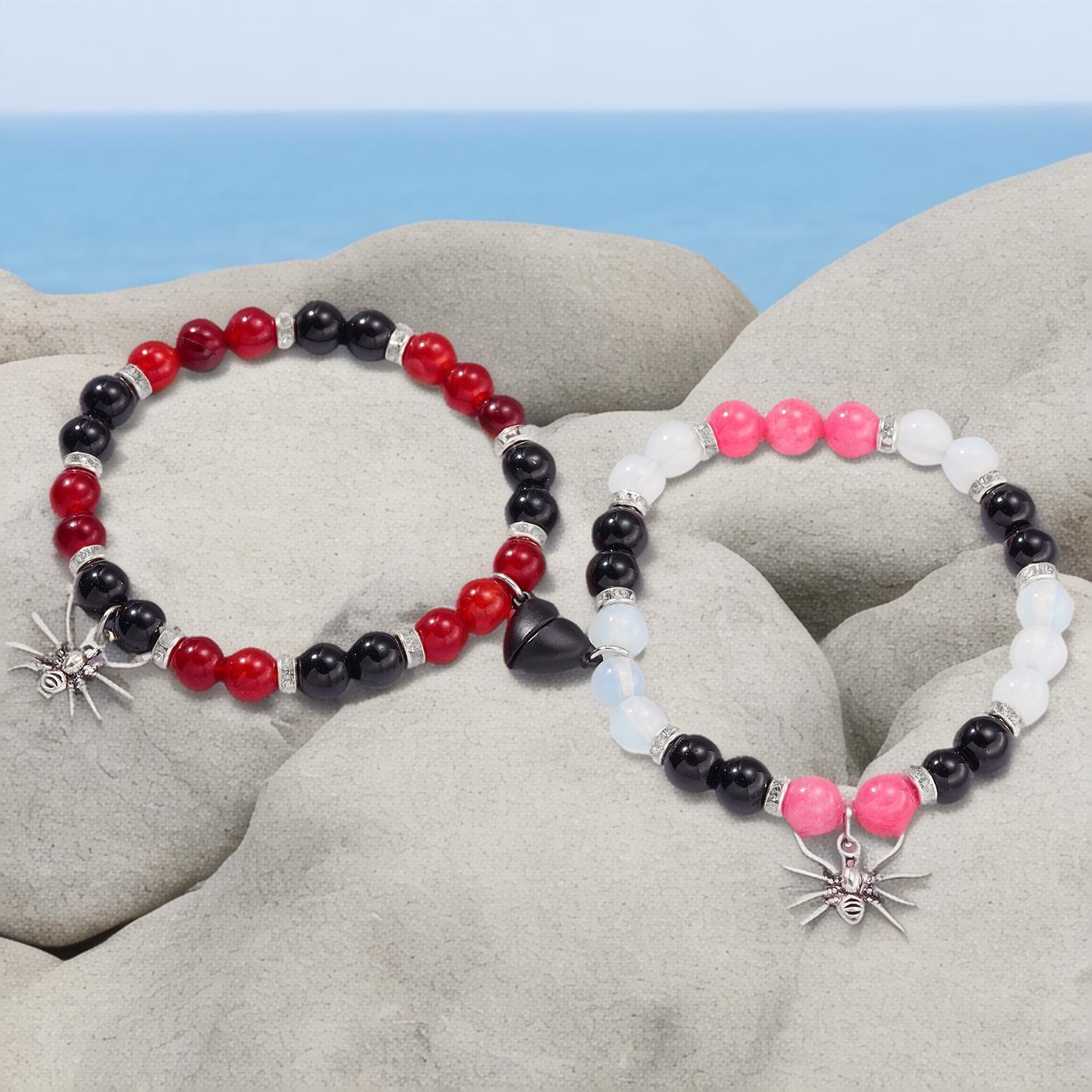 Joyería de Halloween transfronteriza Venta caliente araña amor succión magnética pareja elástica pulsera joyería