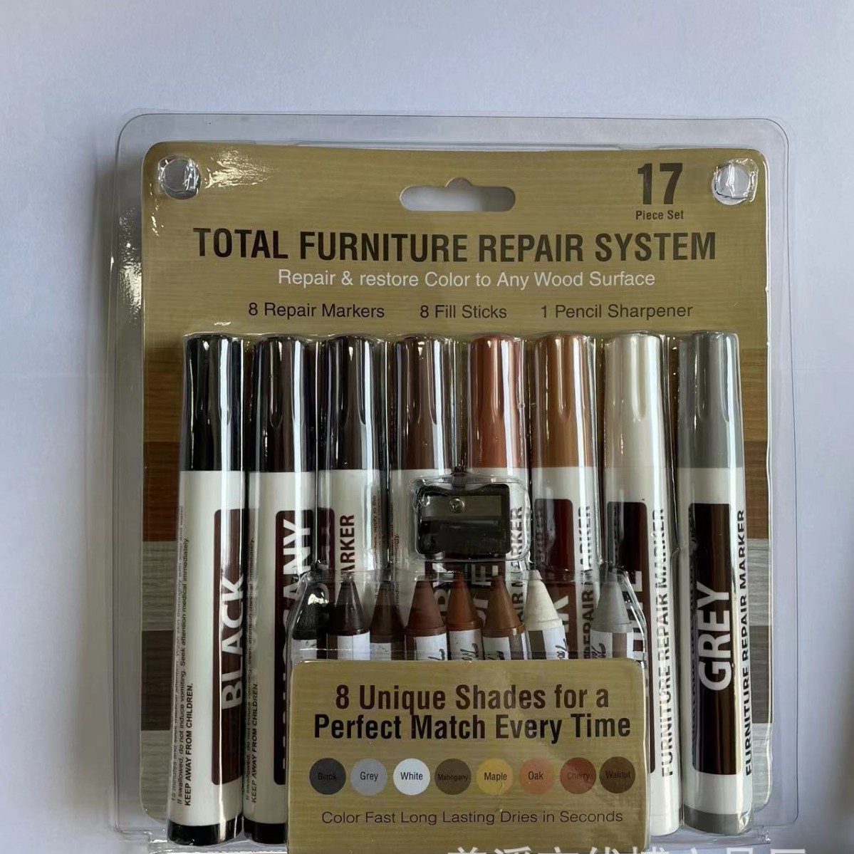 [Promoción de Septiembre en Existencia] Rotulador para Reparación de Pisos, Rotulador para Restauración de Color de Muebles y Puertas de Madera, Crayones, Sacapuntas