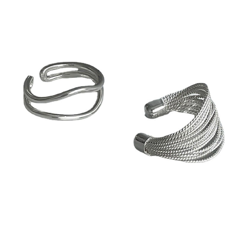 Unisex fashion cold niche handmade layered silver ring super multi layered strands exaggerated ins style ring_voghion.com