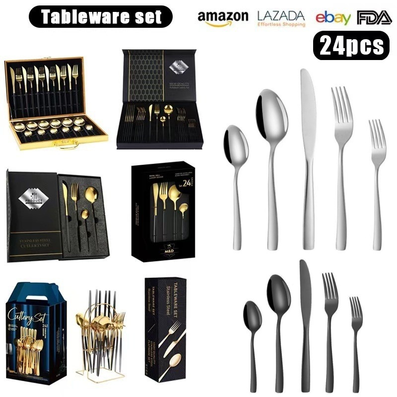 Vajilla de acero inoxidable con cuerpo desnudo de mango cuadrado TEMU transfronterizo para banquetes de boda hotel bistec cuchillo y tenedor comida occidental cuchillo, tenedor y cuchara juego de 20 piezas