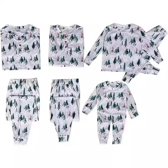 thumbnail image 4 of 2024 Conjunto de pijamas estampados de manga larga y cuello redondo para padres e hijos, nuevo hogar familiar navideño europeo y americano, 4 of 5
