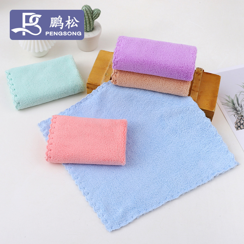 Coral fleece square towel cloth wholesale high density coral fleece kindergarten absorbent small square towel cleaning cloth can add logo wipe Coral fleece square towel cloth wholesale high density coral fleece kindergarten absorbent small square towel cleaning cloth can add logo wipe