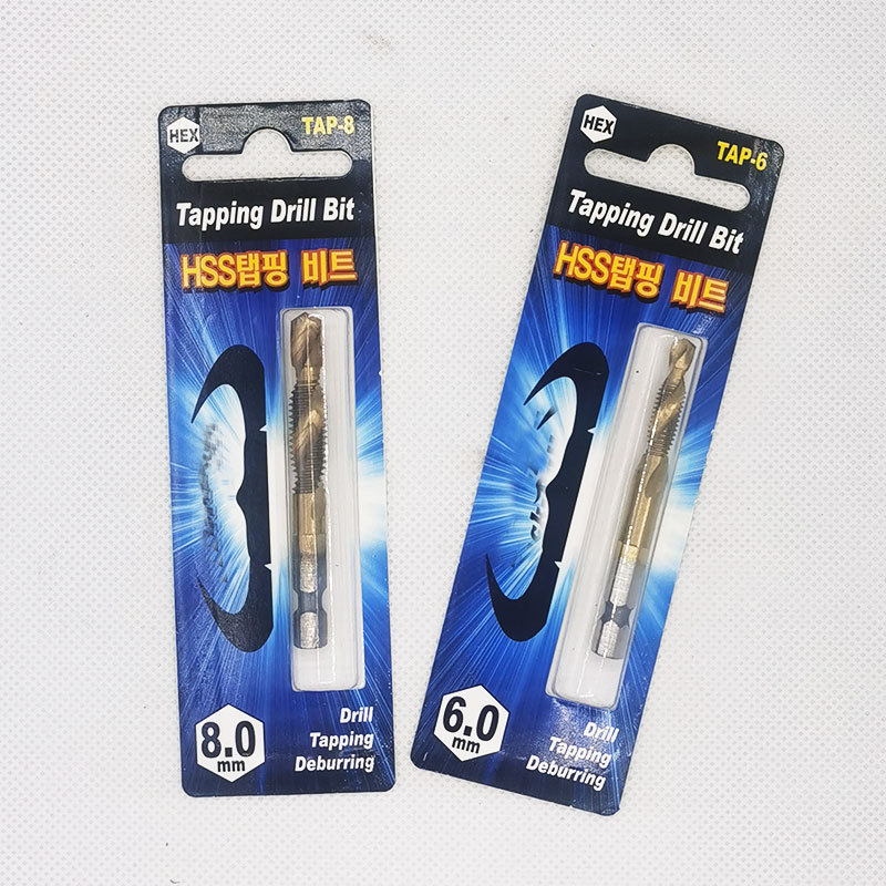 High-speed steel wire tap multifunctional composite tap with titanium plating spiral machine for hole tapping chamfering integrated tap