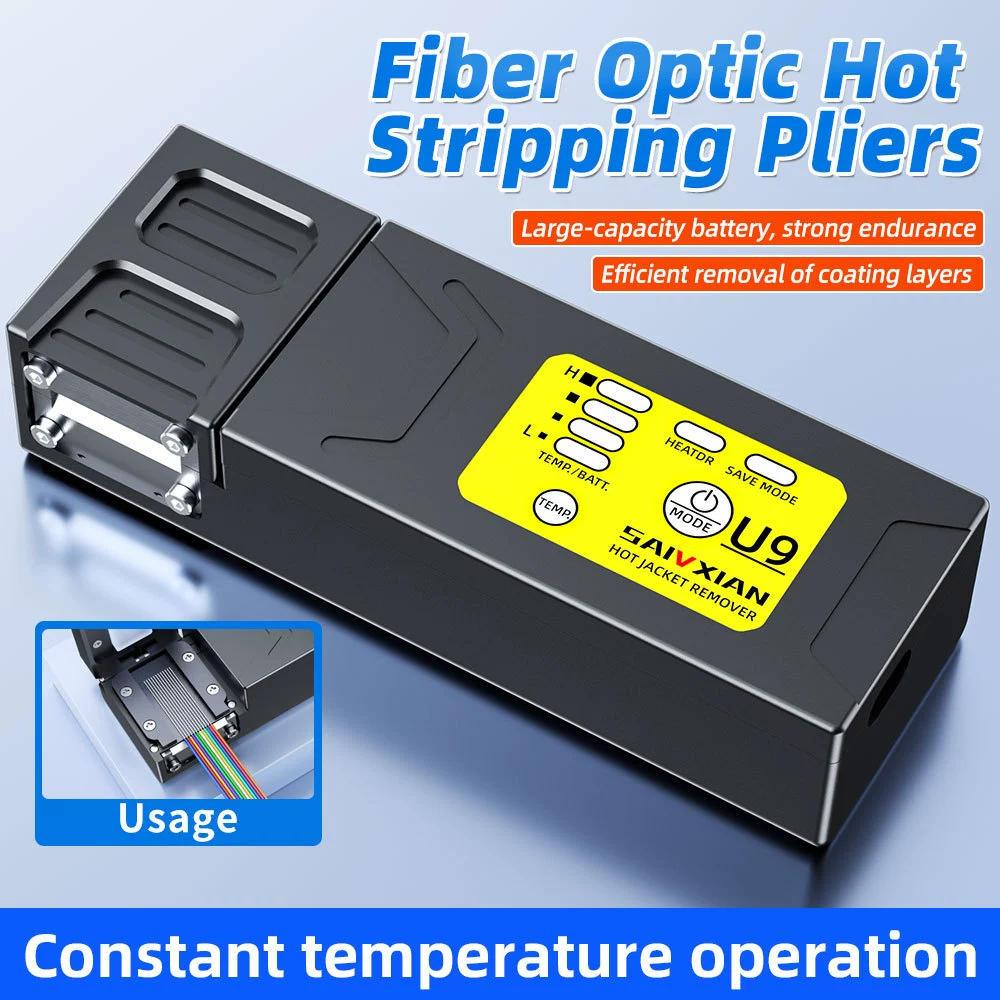 Зажим волоконно-оптические тепловые зажимы U9 волоконно-оптические зажимы для зачистки проводов Очищение хвоста/голое волокно/ленточный волоконно-оптический кабель