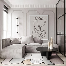 现代法式轻奢客厅装饰画抽象线条一笔画赤贫风极简挂画卧室落地画