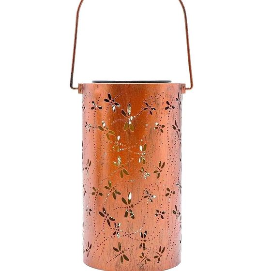 Solar Dragonlamp Outdoor Waterproof Courtyard Decoration Iron Cylinder Hollow Lantern Garden Landscape Decoration Hanging Lamp