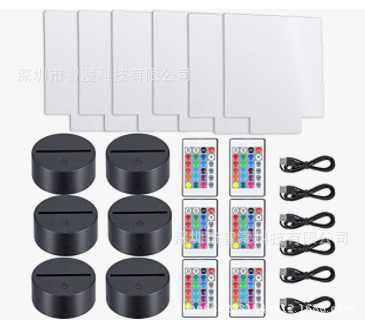 Transfronterizo nuevo exótico 3D luz de la noche titular USB Toque control Remoto colorido luz de la noche lámpara de mesa de acrílico combinación base