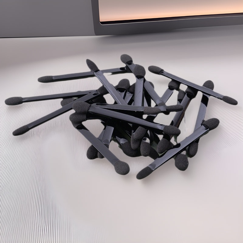 Plastic Handle Eyeshadow Brush Flat Stick Double-Ended Sponge Eyeshadow Stick Production Makeup Tools Wholesale Bright and Exquisite Eye Makeup