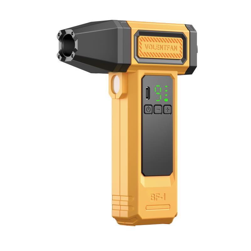 Ventilador turbo de mano, potente encendedor de fuego para exteriores, soplador de polvo para coche, viento fuerte, pantalla digital de verano, transfronterizo, pequeño sin aspas, seguro.