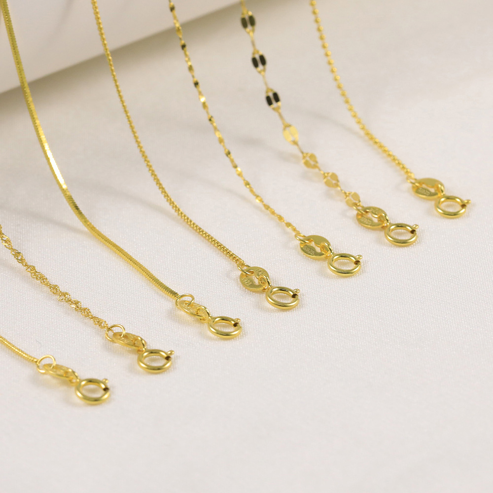 8g Weight Necklace Classification 925 Sterling Silver Plating Geometric Solid Color Necklace