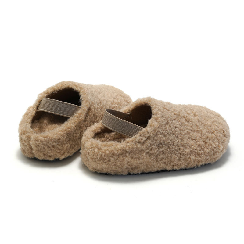 Ruizu Nieuwe Kinderschoenen van Harige Zachte Kurk, Warme Sandalen voor Jongens, Katoenen Pantoffels voor Meisjes, Polar Fleece_voghion.com