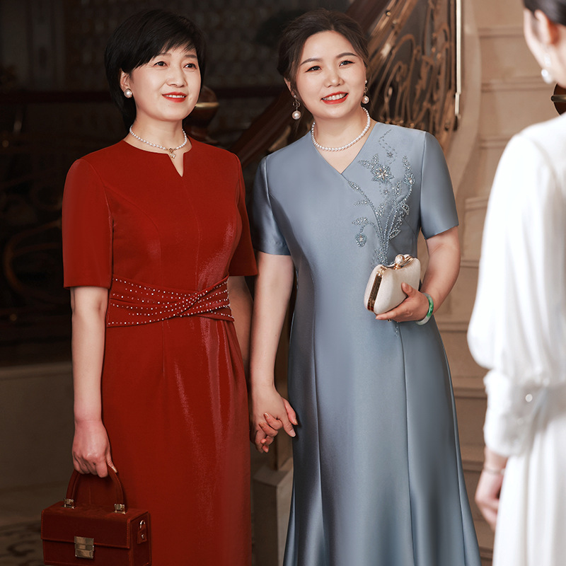 Mother Dress Improved Cheongsam 2024 New Spring and Summer Wedding Mother-in-law Wedding Banquet Happy Mother-in-law Dress