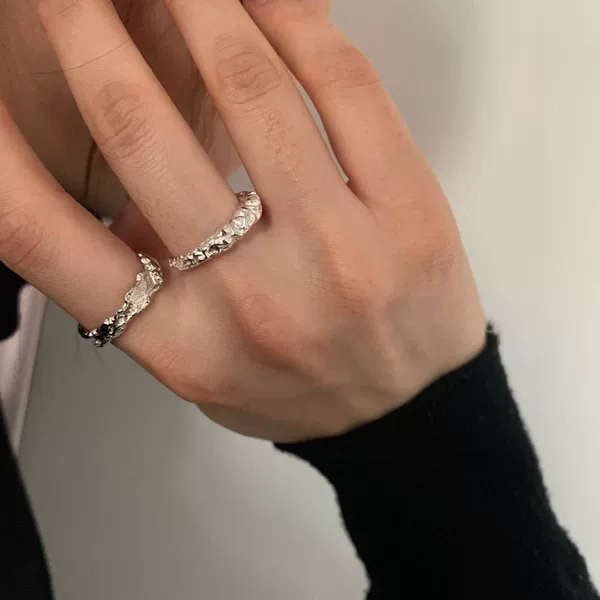 Minimalist Irregular Textured Foil Ring for Women, Simple and Unique, Trendy Ins Style, Light Luxury Wholesale Jewelry
