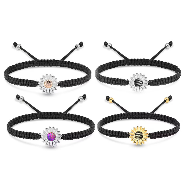 Cross-border new hand-woven bracelet stainless steel sunflower ashes memorial funeral pet hair ashes bracelet