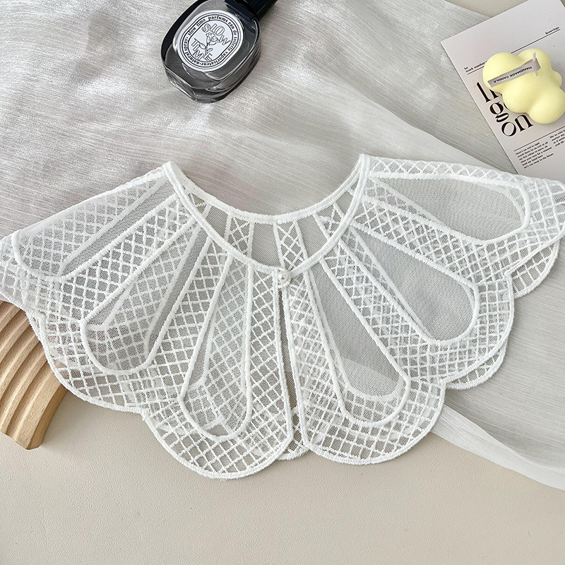 Camisas de cuello falso para niños de cuello falso de encaje, bufandas huecas, cuello, cuello de loto